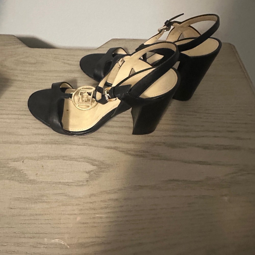 Escada Black Strappy Block Heels